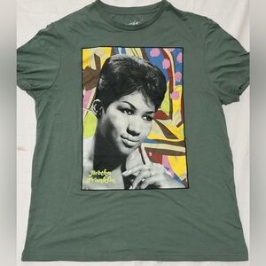 Aretha Franklin Graphic Tee Green Men's Large (42/44) P2P 24-29 Fits XXL